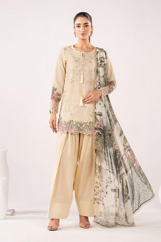 Embroidered Dobby Lawn Suit with Shalwar - Off-White