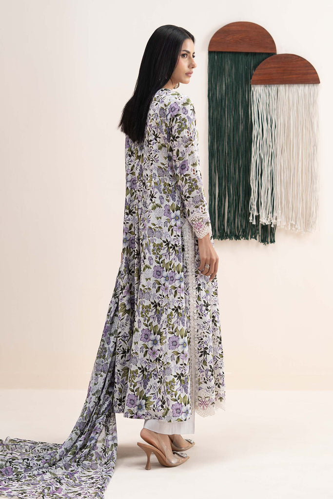 Multi 3 Piece Embroidered Lawn Angrakha Suit for Women