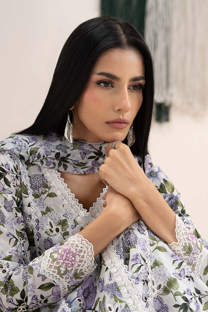 Multi 3 Piece Embroidered Lawn Angrakha Suit for Women