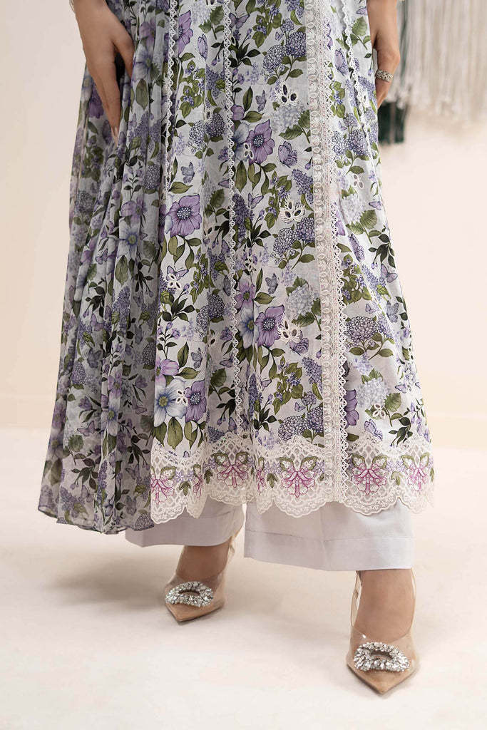 Multi 3 Piece Embroidered Lawn Angrakha Suit for Women