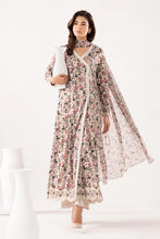 Load image into Gallery viewer, Printed Angrakha Embroidered Lawn Suit - Off-White