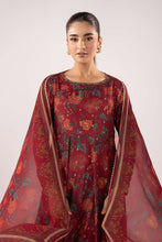 Load image into Gallery viewer, Maroon 3 Piece Embroidered Raw Silk Suit for Women