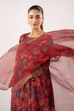 Load image into Gallery viewer, Maroon 3 Piece Embroidered Raw Silk Suit for Women