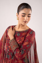 Load image into Gallery viewer, Maroon 3 Piece Embroidered Raw Silk Suit for Women