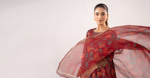 Load image into Gallery viewer, Maroon 3 Piece Embroidered Raw Silk Suit for Women