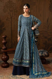3 Piece Embroidered Lawn Frock Suit – Blue