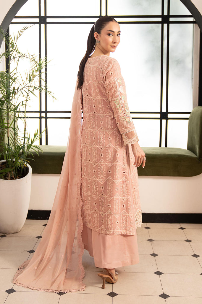 3 Piece Embroidered Lawn Suit for Women - Pink