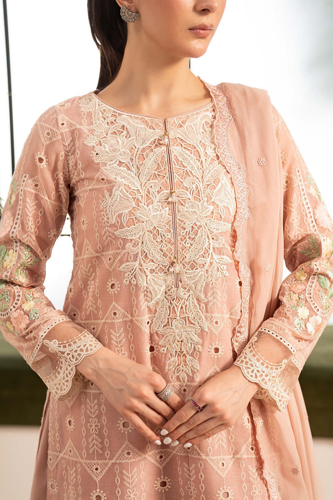 3 Piece Embroidered Lawn Suit for Women - Pink