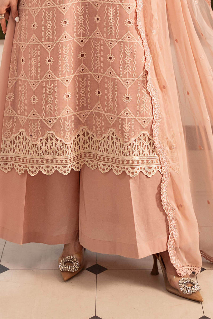 3 Piece Embroidered Lawn Suit for Women - Pink