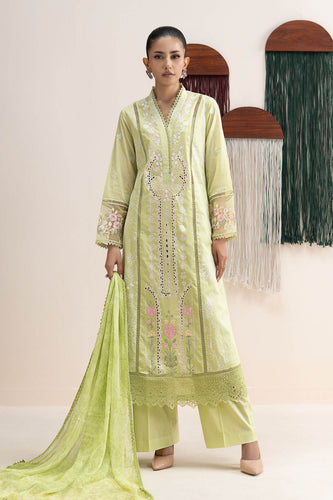 3 Piece Embroidered Lawn Suit with Printed Dupatta – Green