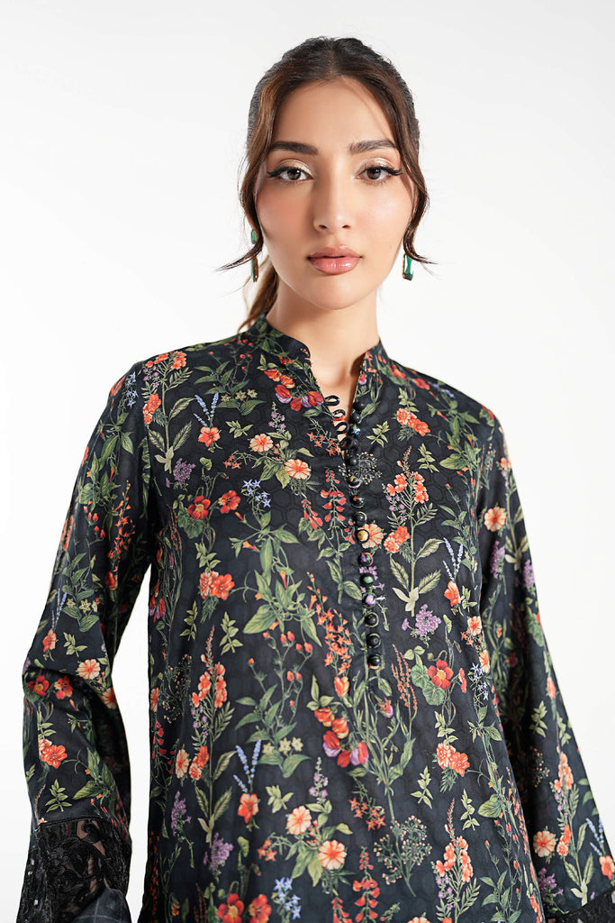 Black Dobby 3 Piece Embroidered Suit