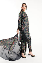 Load image into Gallery viewer, Black Dobby 3 Piece Embroidered Suit