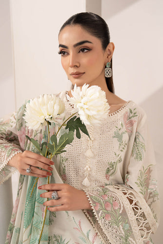 3 Piece Embroidered Lawn Suit for Women - Off-White