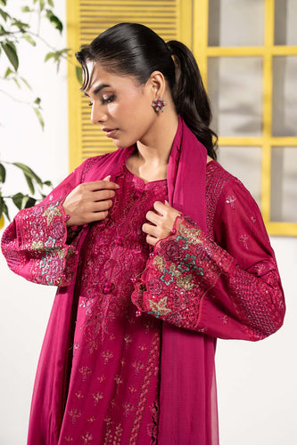 Maria.B 3 Piece Embroidered Lawn Suit - Maroon