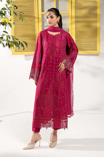 Maria.B 3 Piece Embroidered Lawn Suit - Maroon