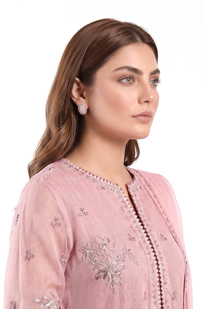 Maria.B 3 Piece Embroidered Cotton Net Suit – Pink