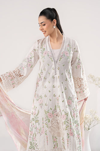 Dobby Lawn 3 Piece Embroidered Suit - Off-White