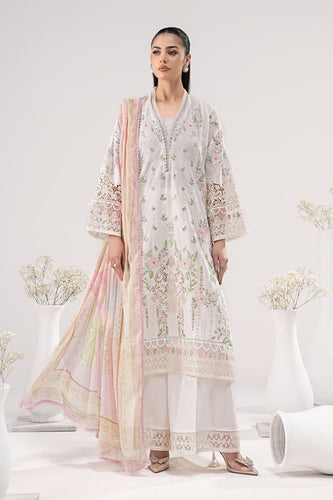 Dobby Lawn 3 Piece Embroidered Suit - Off-White