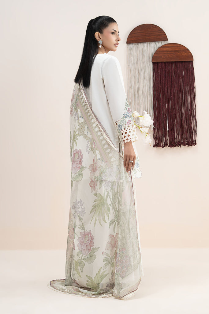 3 Piece Embroidered Lawn Suit for Women – White
