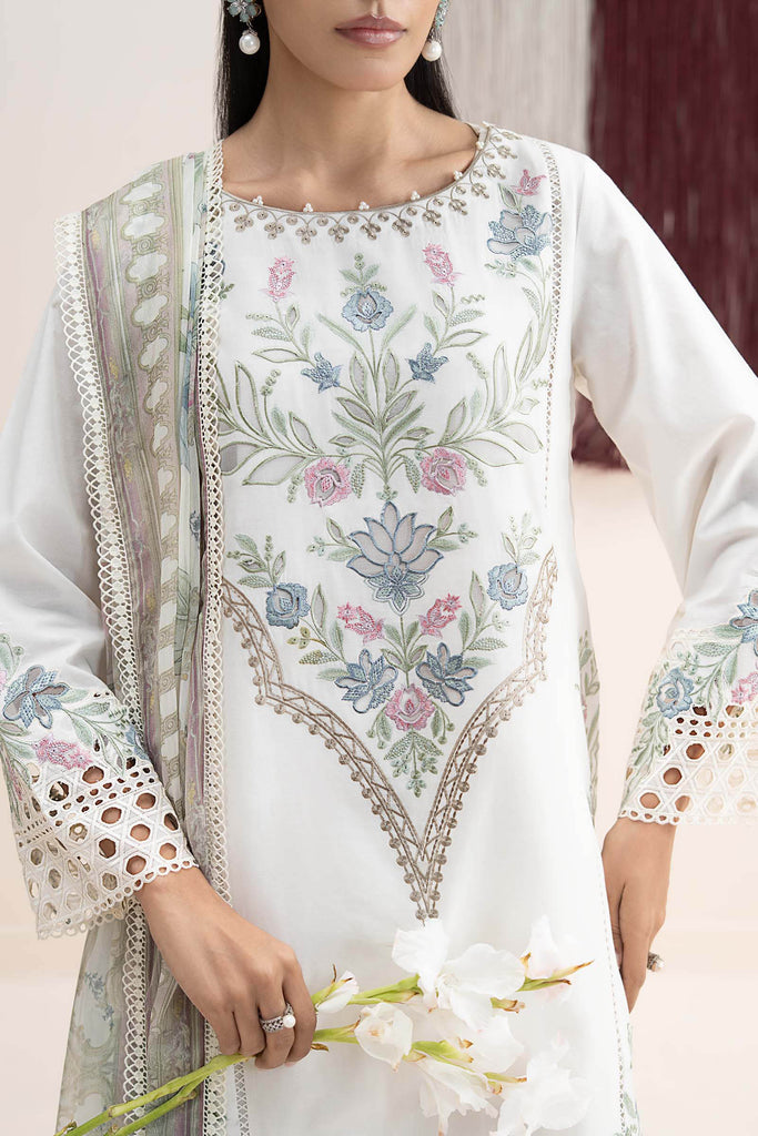 3 Piece Embroidered Lawn Suit for Women – White