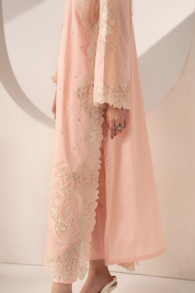 3 Piece Embroidered Dobby Lawn Suit for Women – Pink