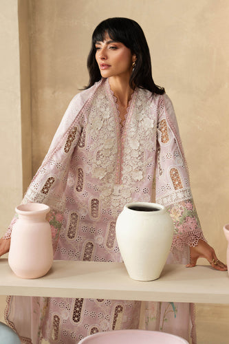 3 Piece Schiffli Embroidered Lawn Suit – Lilac Purple