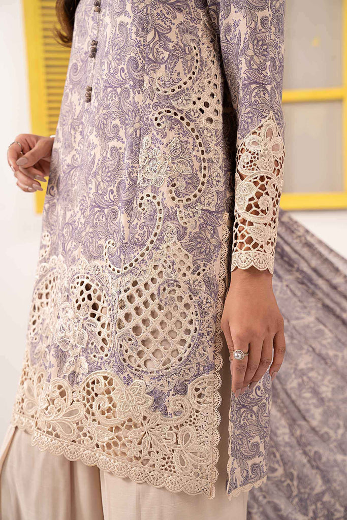 Off-White Embroidered Silk 3 Piece Suit for Women