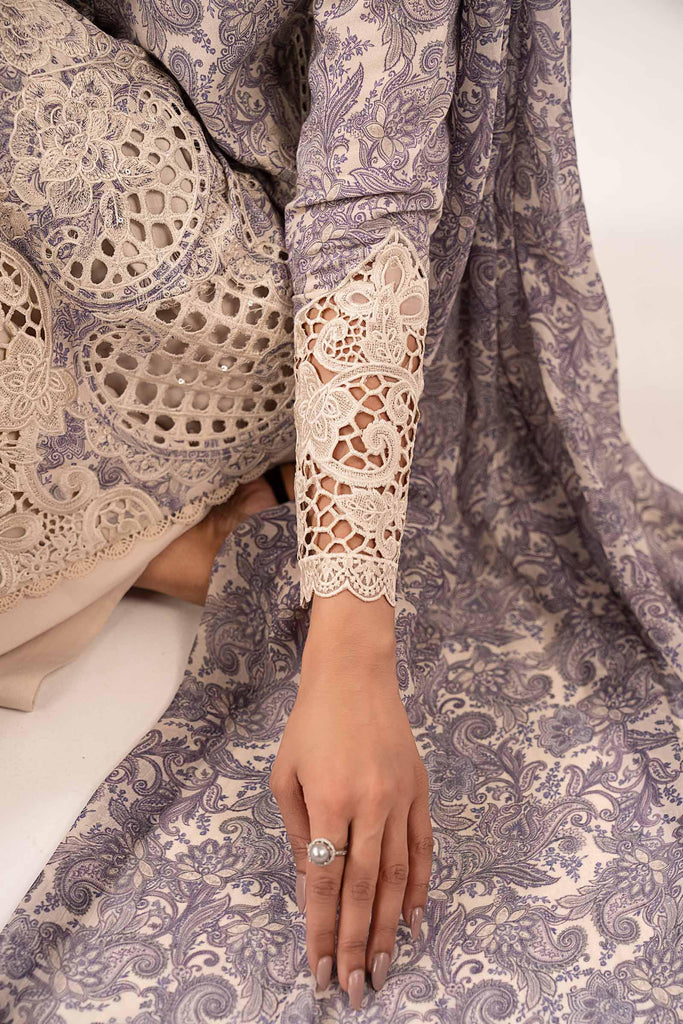 Off-White Embroidered Silk 3 Piece Suit for Women