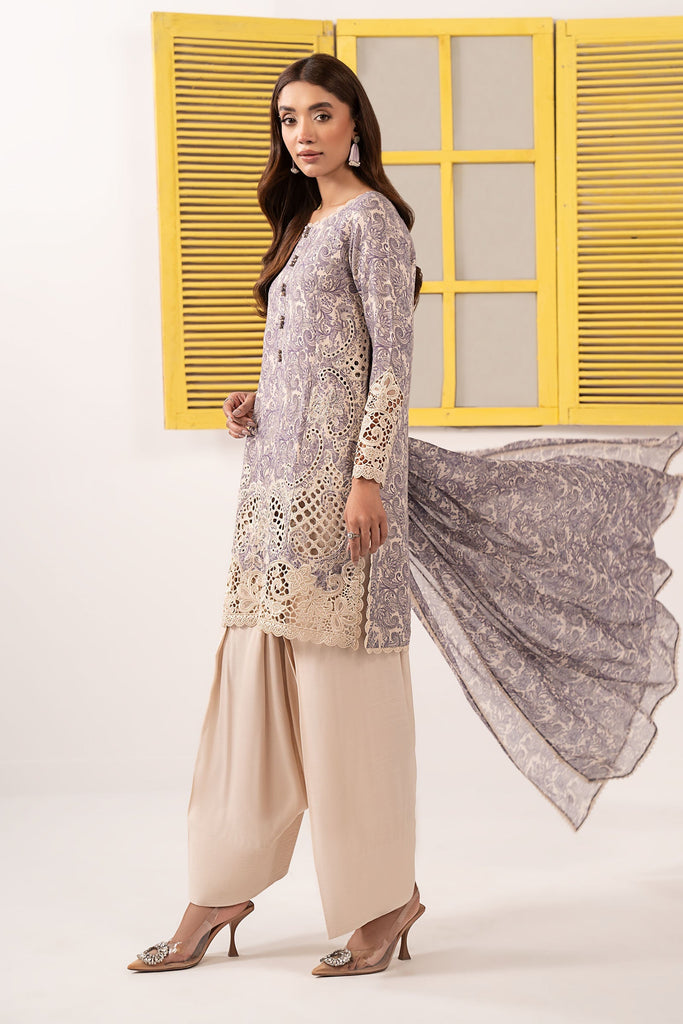 Off-White Embroidered Silk 3 Piece Suit for Women