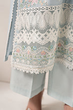 Load image into Gallery viewer, 3 Piece Embroidered Paper Silk Suit for Women - Blue