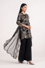 Load image into Gallery viewer, 3 Piece Dobby Lawn Suit with Culottes and Net Dupatta - Black