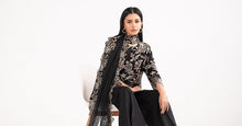 Load image into Gallery viewer, 3 Piece Dobby Lawn Suit with Culottes and Net Dupatta - Black