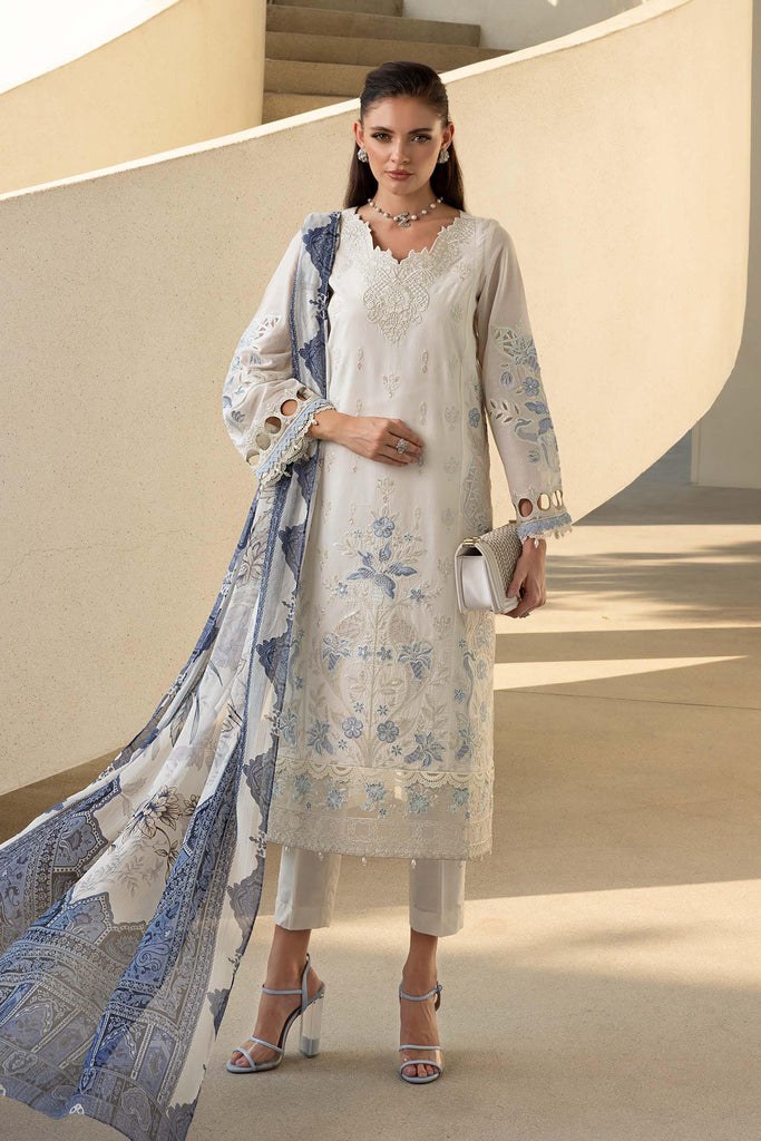 3 Piece Off-White Embroidered Lawn Suit for Women