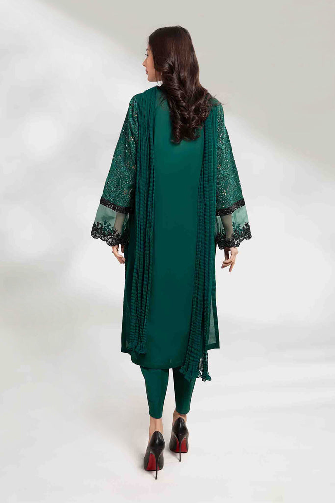 Green 3 Piece Embroidered Lawn Suit