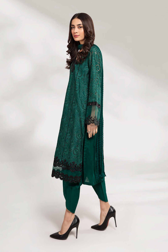 Green 3 Piece Embroidered Lawn Suit