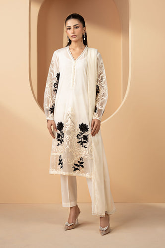 Off-White Embroidered Lawn 3 Piece Suit for Women