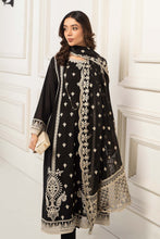 Load image into Gallery viewer, 3 Piece Embroidered Self Jacquard Suit for Women – Black