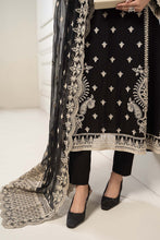Load image into Gallery viewer, 3 Piece Embroidered Self Jacquard Suit for Women – Black