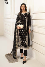 Load image into Gallery viewer, 3 Piece Embroidered Self Jacquard Suit for Women – Black