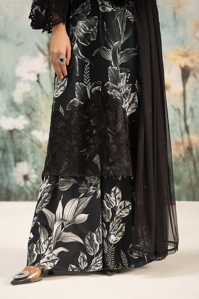 3 Piece Printed Lawn Suit for Women - Black