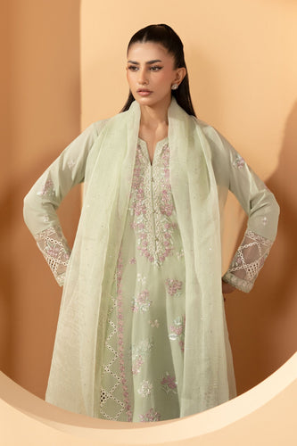 Maria.B 3 Piece Embroidered Green Lawn Suit