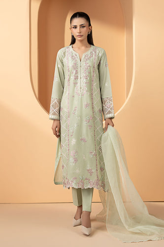 Maria.B 3 Piece Embroidered Green Lawn Suit