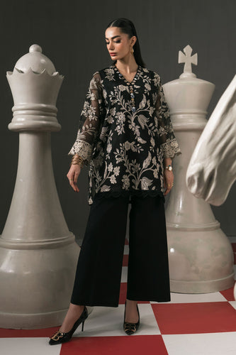 Maria.B 3 Piece Embroidered Cotton Net Suit – Black