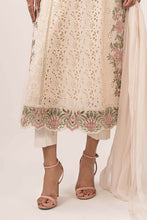 Load image into Gallery viewer, 3 Piece Embroidered Lawn Suit with Organza Border - Off-White