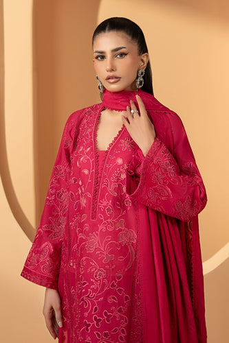 3 Piece Embroidered Lawn Suit – Magenta