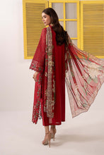 Load image into Gallery viewer, Red Dobby Lawn 3 Piece Embroidered Suit