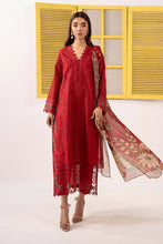 Load image into Gallery viewer, Red Dobby Lawn 3 Piece Embroidered Suit