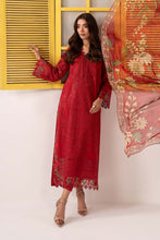 Load image into Gallery viewer, Red Dobby Lawn 3 Piece Embroidered Suit