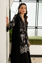 Load image into Gallery viewer, 3 Piece Dobby Lawn Suit with Kashmiri Neckline - Black