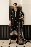 3 Piece Embroidered Dobby Lawn Suit - Black
